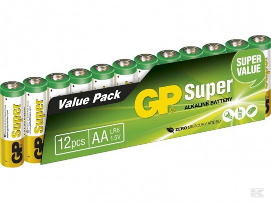 Batteri GP Super Alkaline AA/LR6, 1,5 V, 12-pakk