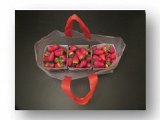 Plastpose Jordbær for 3 kurver, 100 stk