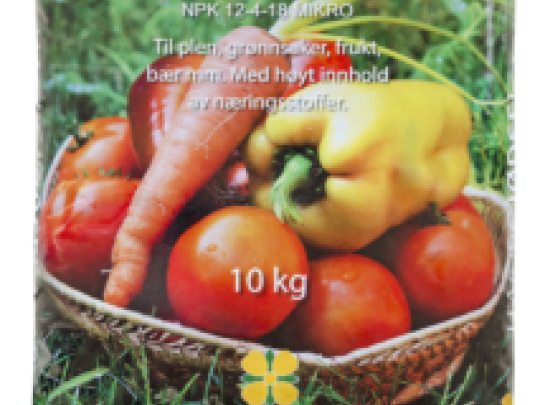 Fullgjødsel NPK 12-4-18, sekk 10 kg